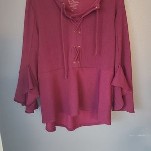 Chicos Size 3 Burgundy Blouse